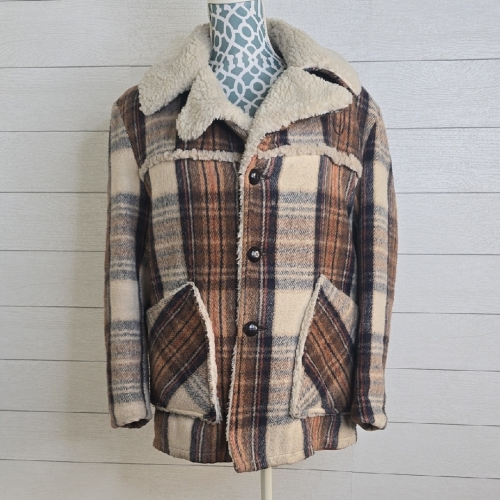 Vintage Deluxe Quality Outerwear Men's Plaid Sherpa-Lined Jacket Sz 40